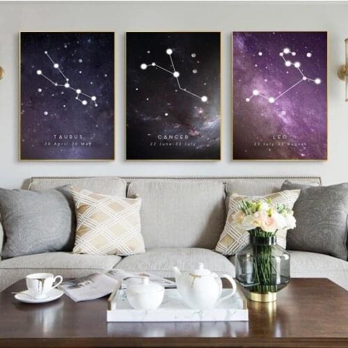 Nursery Wall Art Twelve Constellations Canvas Posters Zodiac Astrology Sign Prints Painting Nordic Decoration Pictures Gift