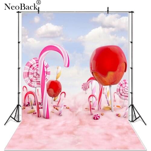 NeoBack Thin Vinyl Pink Photography Backdrop New Born Candy Stick Photo Backgrounds Children Kids Studio Photo Backdrop P2392