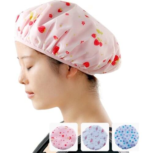 New Women Waterproof Shower Cap Elastic Shower Caps Double Hat Hair Bath Spa Salon Shower Caps 3 piece suit