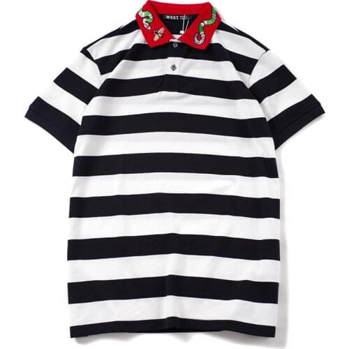 High New Novelty 2020 Men Punk Embroidered bee Snake Fashion Polo Shirts Shirt Hip Hop Skateboard Cotton Polo Top Tee #a2