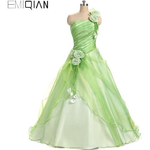New Fashion A Line One Shoulder Evening Gowns Hand Made Flowers Long Formal Evening Dress