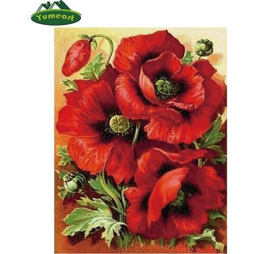 New DIY 3D Diamond Painting CROSS-STITCH Poppy Floral Diamond Embroidery Flowers Red picture of rhinestones 5d hobby Handicraft