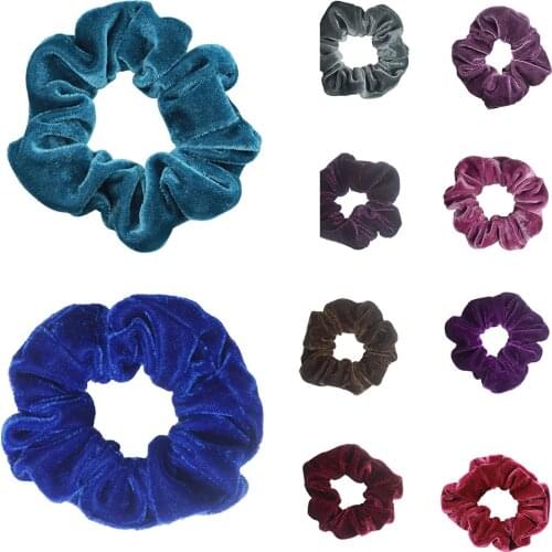 Solid Color Velvet Hair Scrunchie Ponytail Holder Hair Accessory Elastic Hair Bands Candy Color Soft Warm Hair Ties Rubber Bands