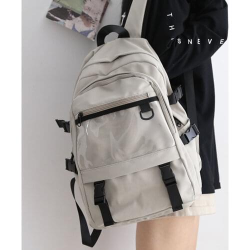 Couple Tooling Solid Color Backpack Women Men Waterproof School Bag for Teenagers Female 2021 New Fashion Travel Backpack Ladies