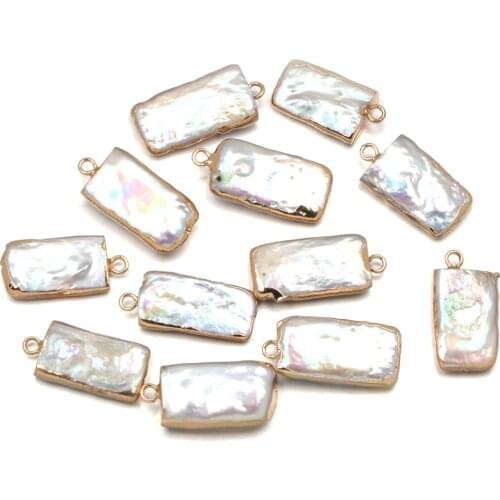 Natural Freshwater Pearl Pendants Square shape Charms Pendants For jewelry making DIY Necklaces Bracelet earrings Accessories