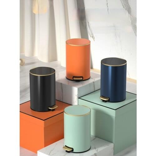 Modern Trash Bin For Recycling Bins Europe Luxury Stainless Steel Trash Bin Storage Poubelle Household Cleaning Tools BD50WB