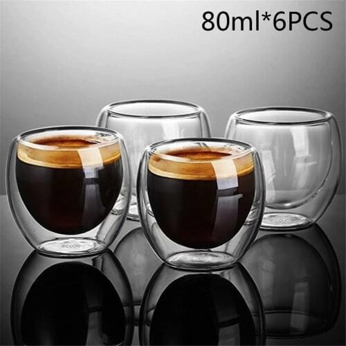 Double Wall Glass Clear Handmade Heat Resistant Tea Drink Cups Healthy Drink Mug Coffee Cups Insulated Shot Glass Starbucks Cup