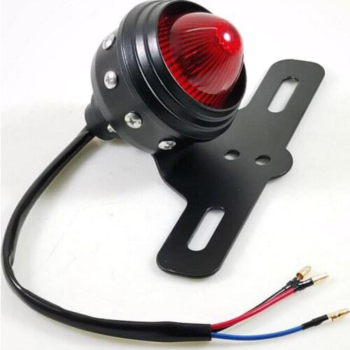 Metal Housing LED Universal Motorcycle License Plate Rear Light Retro Motorbike Stop Indicator For Yamaha Cafe Racer Harley