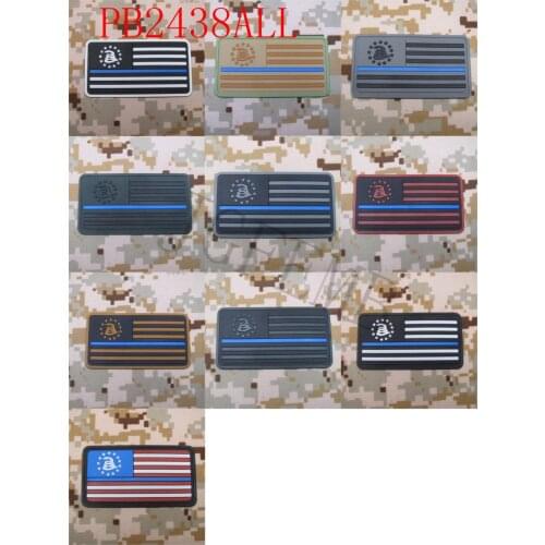 The Thin Blue Line Snake America flag Military Tactical Morale 3D PVC patch Style 1