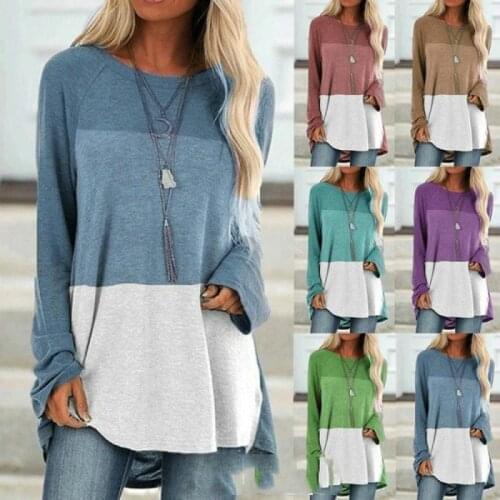 Spring Tops Womens T-Shirts Long Sleeve Plus Size Casual Soft Female Clothing Fashion Patchwork Long Sleeve Women T-Shirts