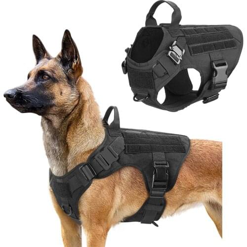 Military Tactical Dog Harness Pet Training Dog Vest Metal Buckle German Shepherd K9 Dog Harness with Leash For Small Large Dogs