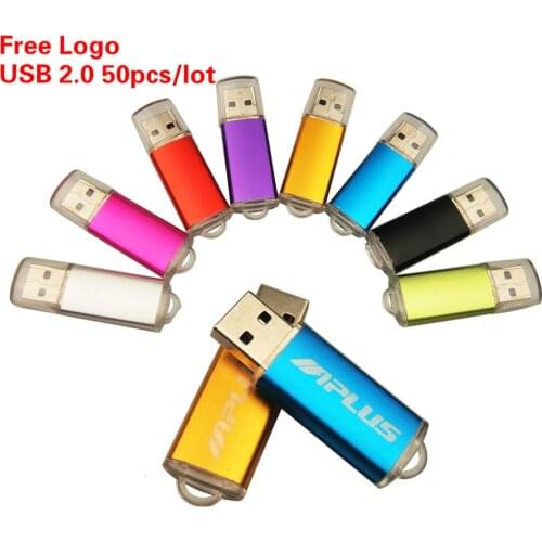 High Speed Mini Usb 2.0 Pendrive 50pcs/lot Free Logo Metal USB Flash Drive 64GB 32GB 4GB 2.0 16GB 128MB Wedding Gifts flash disk