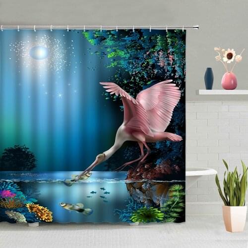 Ocean Animals Shower Curtains Dolphin Shark Sea Turtle Bathroom Decoration Bath Curtain Washable Hanging With Hooks Home Screen