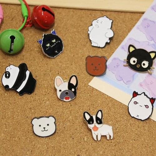 1 mixed pattern metal cartoon badge color animation panda pin Dog Brooch womens mens Lapel Pin backpack badge JS2