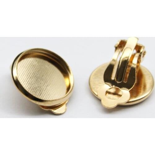 10mm 12mm 10pcs Silver Ear Clips Earring Settings Base Cameo Cabochon Tray Supplies for Jewelry E-012