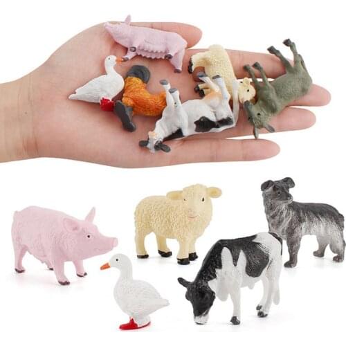 12Pcs/Set Cartoon Animal Farm Poultry Landscape Mini Ornament Garden Decoration Kids Educational Toys for Children Gifts