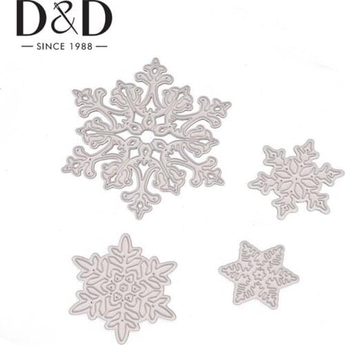 4Pcs Snowflake Cutting Dies Christmas Metal Cutting Dies Stencil for DIY Scrapbooking Album Paper Card Embossing Dies Home Decor
