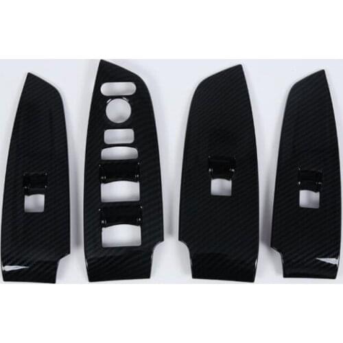 4PCS Carbon Fiber ABS Chrome Car Interior Door Window Lift Glass Switch Buttons Cover Molding For Honda Accord 2018 Car Styling