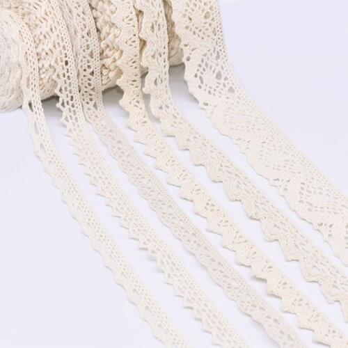 5/10Yards White Beige Cotton Embroidered Lace Ribbon Roll Wedding Party Supplies DIY Handmade Crafts Clothing Sewing Accessories