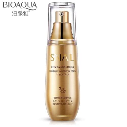 BIOAOUA 40ml Snail Brightening Essence Whitening Moisturizing Oil Control Shrinkage Pore Reduces Fine Line Anti-Aging Skin Care