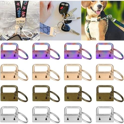 42Pcs 6 Colors 25mm Key Fob Hardware with Split Rings Wristlet Tail Clip DIY Kits for Luggage Wrist Strap Lanyard Clasp