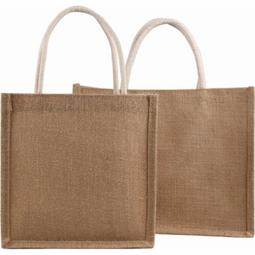 CPDD Jute Burlap Tote Large Reusable Grocery Bags with Handles Women Shopping Bag Beach Organizer