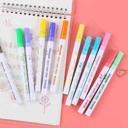 Color fluorescent double line pen marker metal color papeleria colores drawing painting supplies art paint set watercolor brush