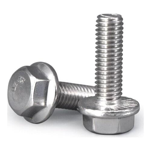 304 stainless steel flange face hex bolt with pad anti-slip screw M5M6M8M10M12* 8 10 12 16 20 25 30 35 40 45 50 55 60 70