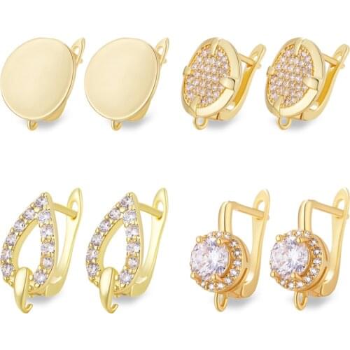 Hot Sale Gold Color French Earring Hooks Lever Back Open Loop Setting for DIY Earring Clips Clasp Jewelry Making Accessories