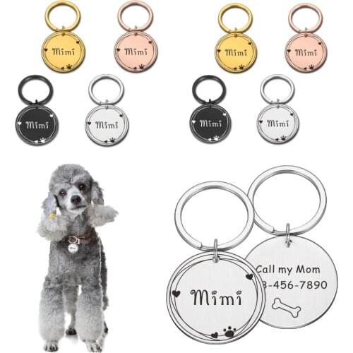 Pet ID Tags Anti-lost Personalized Cat Dog Puppy ID Tag Pet Dog Collar Accessories Custom Dogs Name Tags Pendant Free Engraved