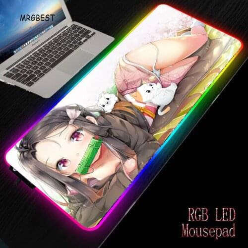 XGZ RGB Gaming Mouse Pad With USB Large LED Backlight Game Desktop Pc Keyboard Decoration Mat Player Anime Girl Desk Mat