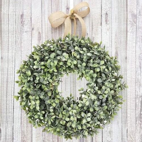 Simulation Artificial Green Leaves Wreath Front Door Home Decor Garland Shell Grass Wreath For Wall Window Party Decor