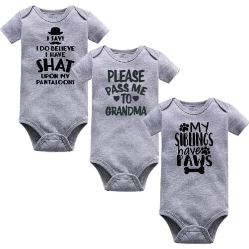 Funny Newborn Baby Romper Infant Cotton Short Sleeve Boy Baby Letter Clothes Girl Print Suit Born Crawling Baby 0-24M New