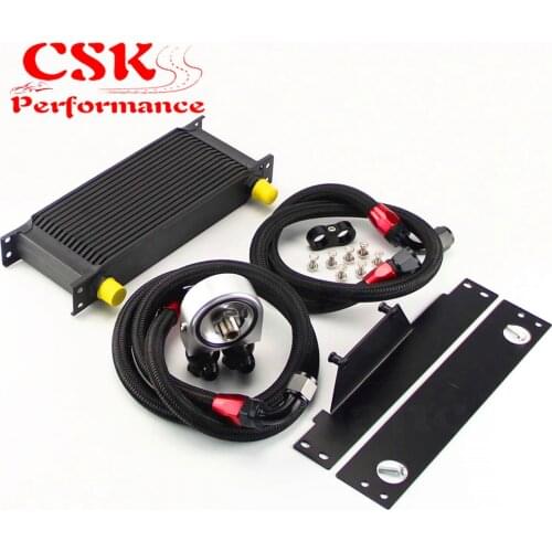 16 Row AN10 Racing Engine Oil Cooler Kit Fits For 01-05 Subaru Impreza WRX/STi Silver/Black
