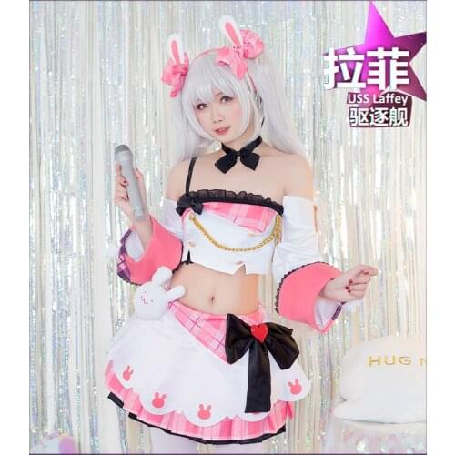 USS Laffey cos Azur Lane anime man woman cosplay High-quality jk college uniform costume full set Top + skirt + sleeves + bow