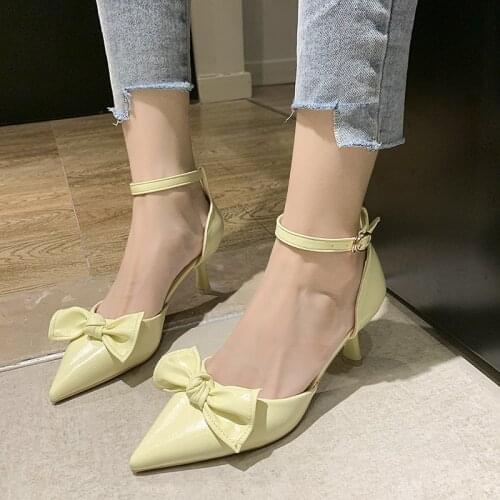 LLOGAI 2021 Summer Party Medium Heel Pumps Womens Shoes Lovely Princess Butterfly-knot Lolita Ankle Buckle Mary Jane Woman Shoes