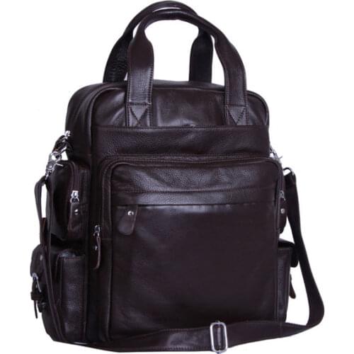 FREE Ship Wholesale Retail New Multi-function Men Black Coffee Real Leather Backpack Sling Bag Shoulder Bag Travel Bag M155