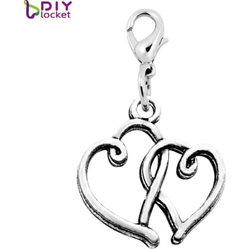 Fashion Charms 20PCS "Heart"dangles necklace pendants fit floating charm locket with Lobster clasp LSFE29*20