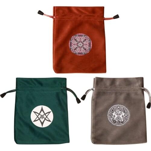 Oracle Card Storage Bag Drawstring Jewelry Pouch Soft Flannel Playing Cards Bag G99D