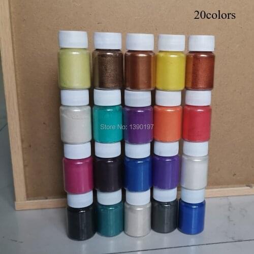 Mica Powder Slime Pigment Supply Kit Powder Resin in Bottle Organized with Pearlescent Pearl Luster 20 Colors Fine for Soap Make