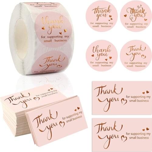 Thank You Sticker Pink Label Sealing Packaging Card Gift Party Seal Decor Business Card Handmade With Love