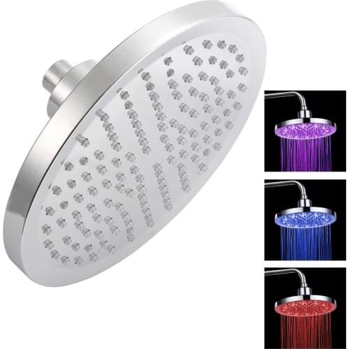 New arrival !8 Inch 200*200cm ABS Water Powered Rain Led Round Shower Head Without Shower Arm.Bathroom 3 Colors Led Showerhead