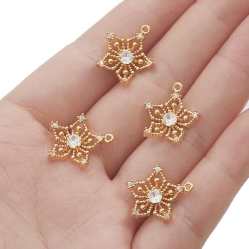 New Elegant Exaggeration Pendant Earring Jewels Five-petal Flower Shining Necklace Gifts For Woman Jewellery Accessories