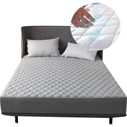 Solid Color Mattress Cover Quilted Embossed Waterproof Mattress Protector Fitted Sheet Cover For Mattress Soft Cover Thick Bed