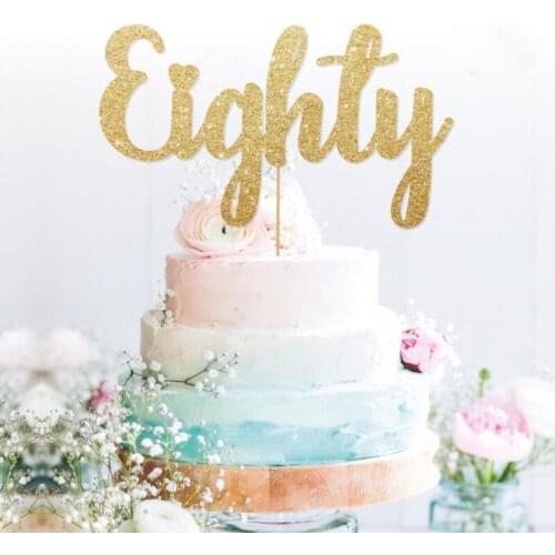 Personalised Eighty glitter cake topper, customised 80th cake topper gold cake topper Party Decorations Dessert toothpicks