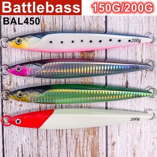 BATTLEBASS 2021 NEW 1PCS Deep Sea Slow Jig Fishing glow Jigging Sinking Lure Jigbait Spoon Baits 150/200g