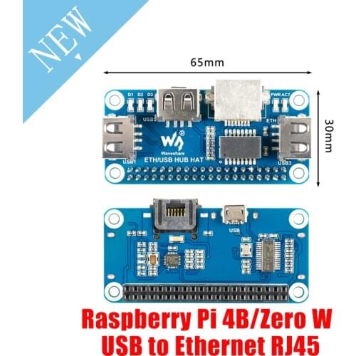 Raspberry Pi 4B/Zero W USB to Ethernet RJ45 Network Port USB HUB Splitter