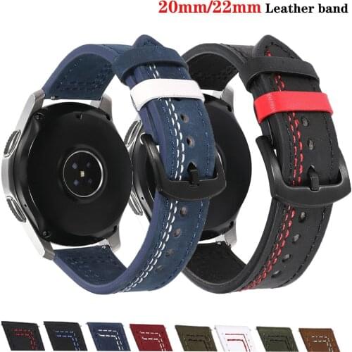 Strap for Correa Samsung Galaxy watch 3 Active 2 46 42mm Gear S3 40 44mm leather band Bracelet Huawei watch GT/2/2e/Pro 20 22mm