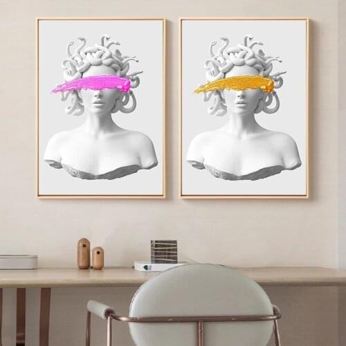 Sculpture of Medusa Graffiti Art Posters and Prints Canvas Paintings Wall Art Pictures for Living Room Home Cuadros Decoration