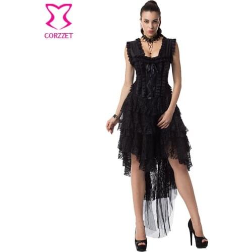 Victorian Fashion Floral Lace Sexy Gothic Clothing Dovetail Dresses Corsets and Bustiers Steampunk Corset Dress Prom Outfits